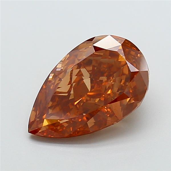4.33 Ct. Fancy Intense Orangy Brown Pear Lab Grown Diamond