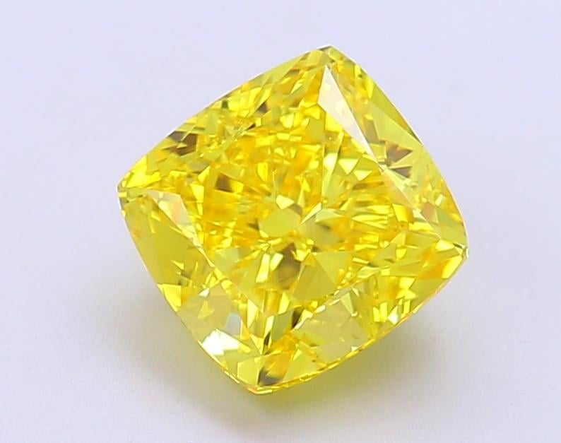 2.53 Ct. Fancy Vivid Yellow Cushion Lab Grown Diamond