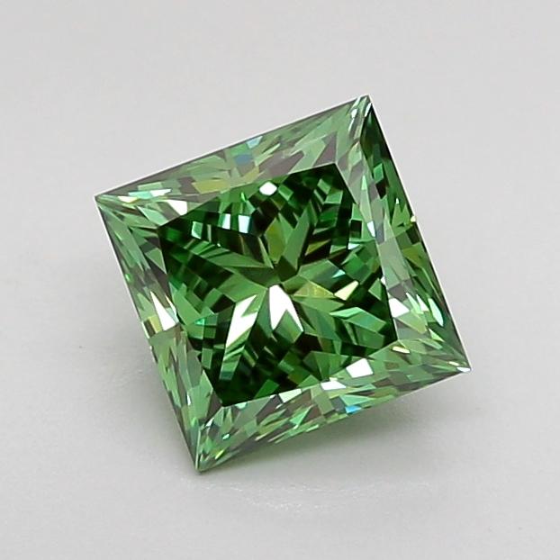 1.04 Ct. Fancy Vivid Green Princess Lab Grown Diamond