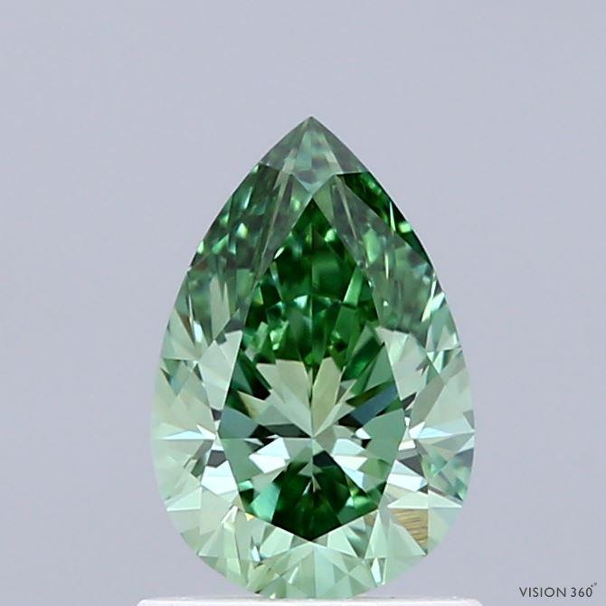 0.98 Ct. Fancy Vivid  Green Pear Lab Grown Diamond
