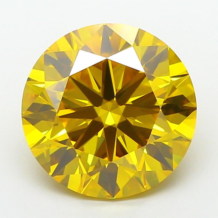 3.59 Ct. Fancy Vivid  Yellow Round Lab Grown Diamond