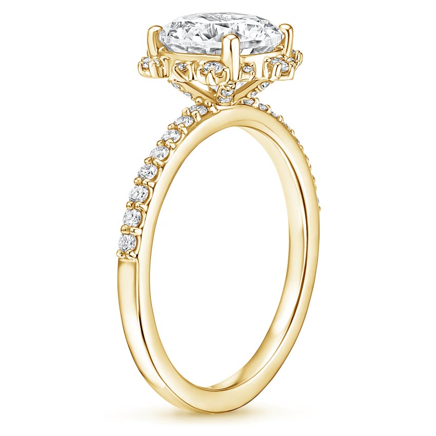 18K Yellow Gold Flor Diamond Ring, large side view