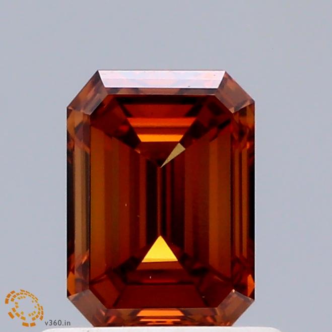 0.80 Ct. Fancy Vivid Orange Emerald Lab Grown Diamond