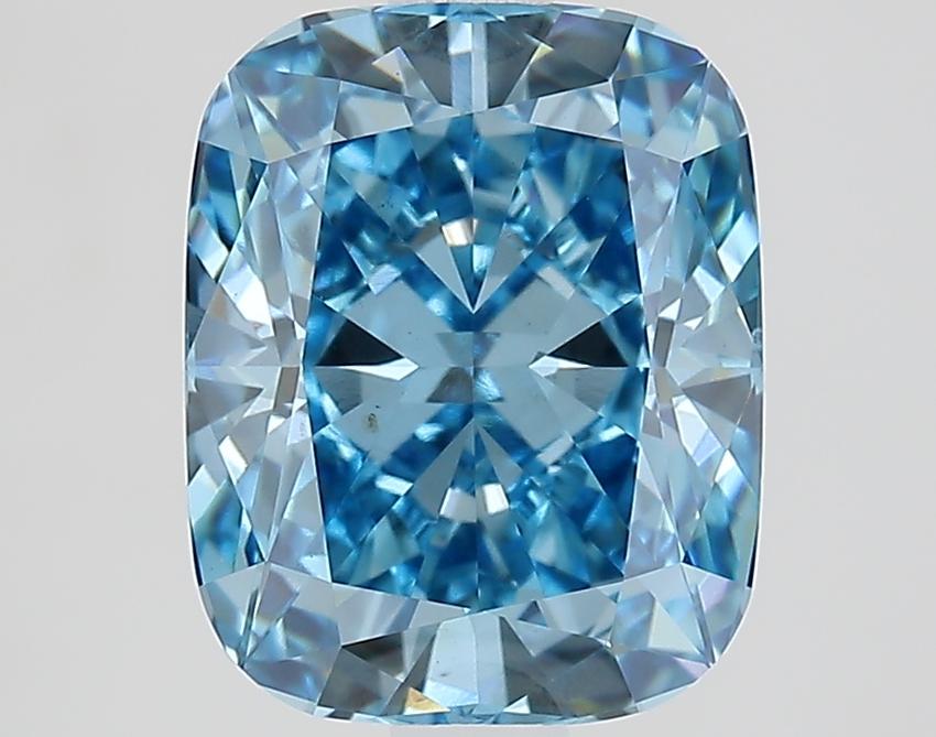 2.56 Ct. Fancy Vivid Blue Cushion Lab Grown Diamond