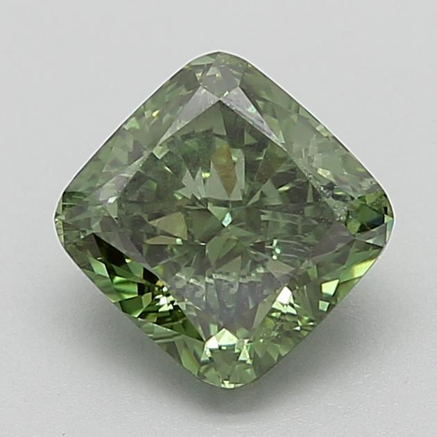 2.54 Ct. Fancy Vivid  Green Cushion Lab Grown Diamond