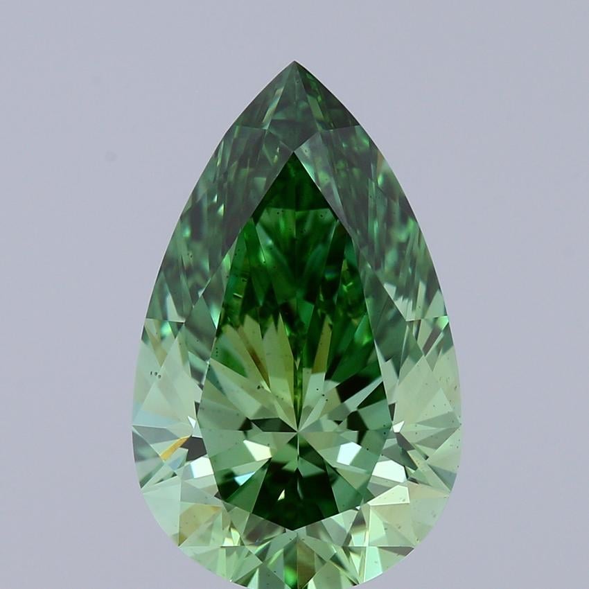3.52 Ct. Fancy Vivid  Green Pear Lab Grown Diamond