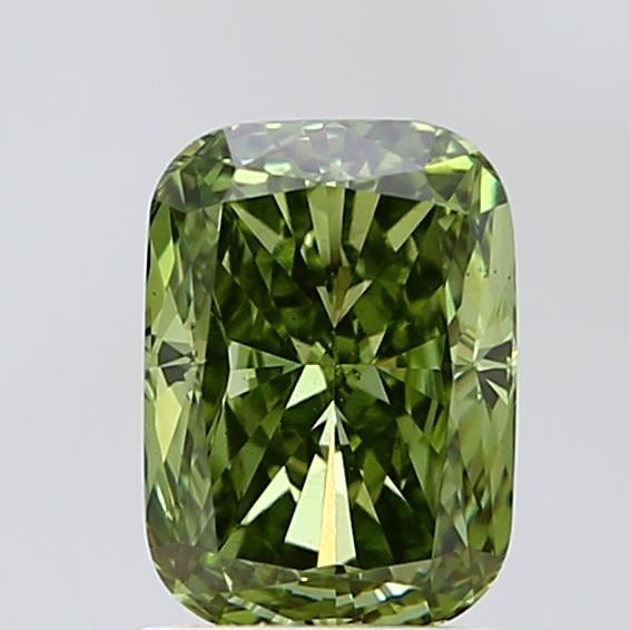 1.75 Ct. Fancy Vivid Green Cushion Lab Grown Diamond