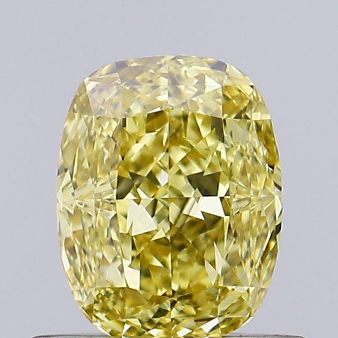0.63 Ct. Fancy Vivid Yellow Cushion Lab Grown Diamond
