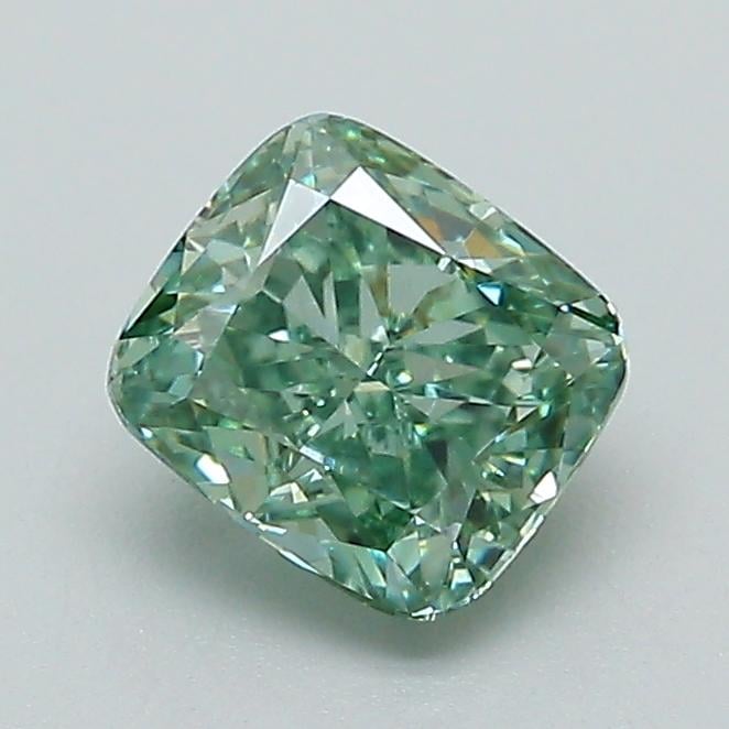 1.02 Ct. Fancy Vivid Green Cushion Lab Grown Diamond