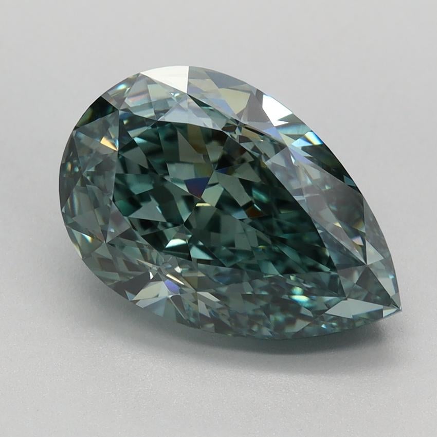 3.29 Ct. Fancy Vivid Green Pear Lab Grown Diamond