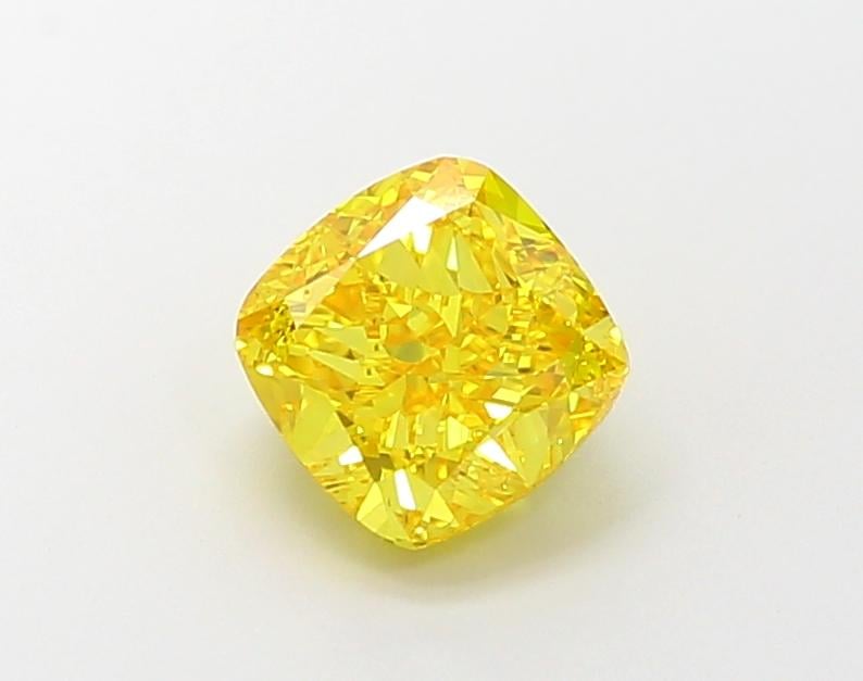 1.93 Ct. Fancy Vivid Yellow Cushion Lab Grown Diamond