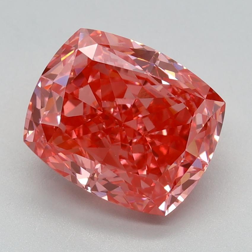 3.03 Ct. Fancy Vivid Pink Cushion Lab Grown Diamond