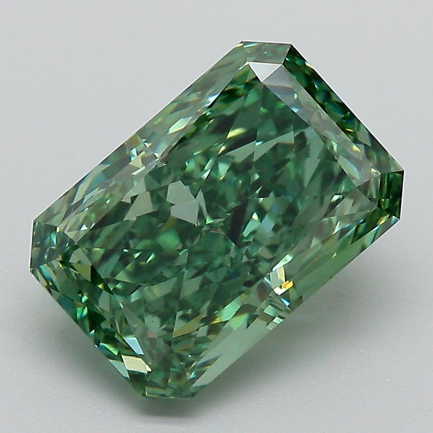 4.23 Ct. Fancy Vivid Green Radiant Lab Grown Diamond