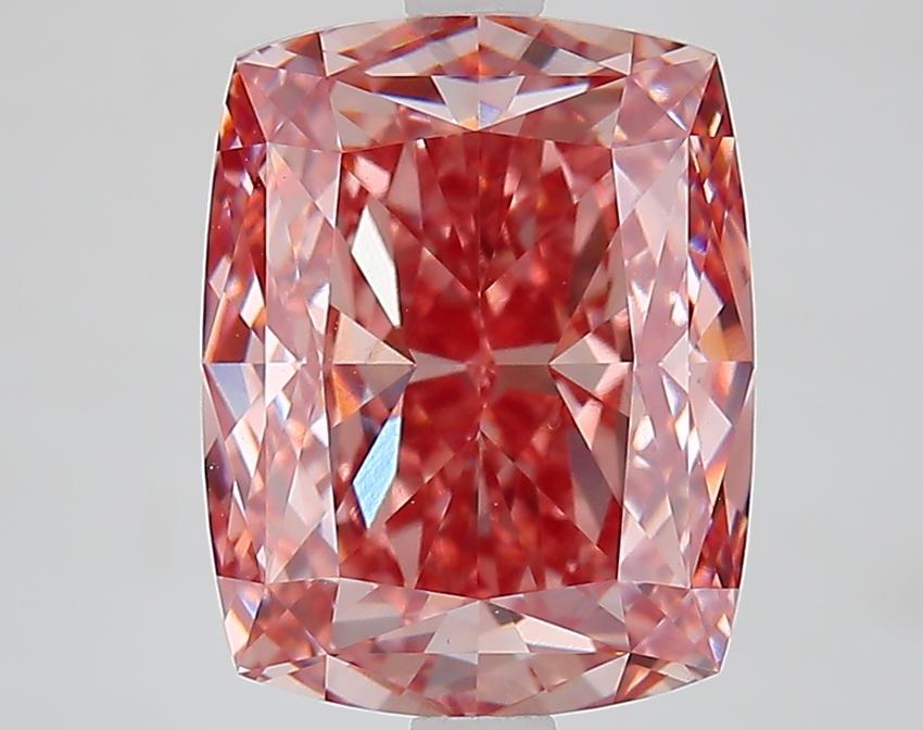 4.91 Ct. Fancy Vivid Brownish Pink Cushion Lab Grown Diamond
