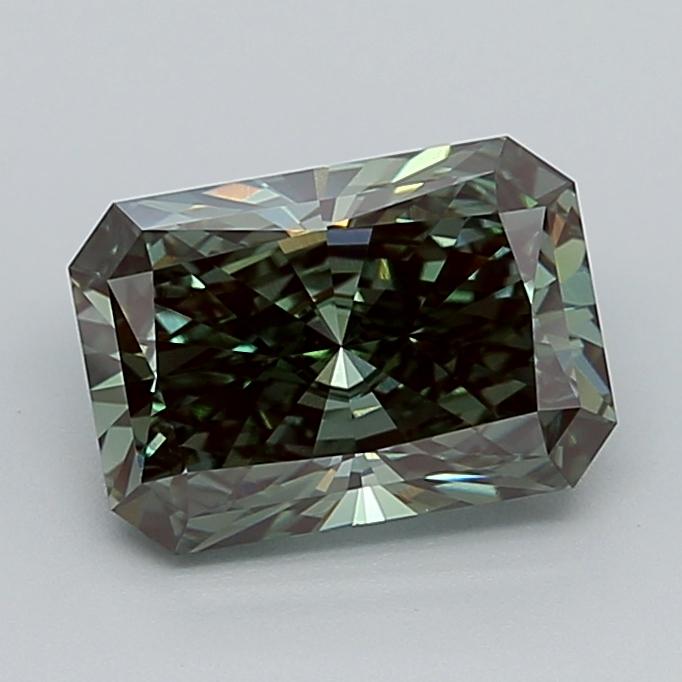 2.61 Ct. Fancy Vivid  Green Radiant Lab Grown Diamond