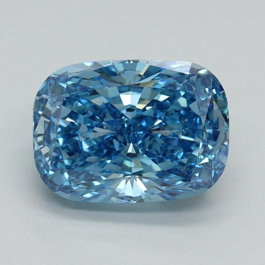 2.06 Ct. Fancy Vivid Blue Cushion Lab Grown Diamond