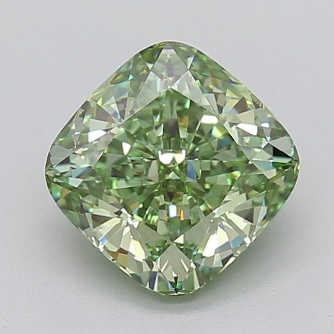 2.75 Ct. Fancy Vivid  Green Cushion Lab Grown Diamond