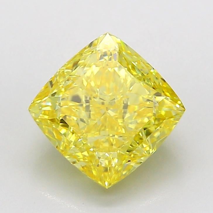 3.06 Ct. Fancy Vivid  Yellow Cushion Lab Grown Diamond