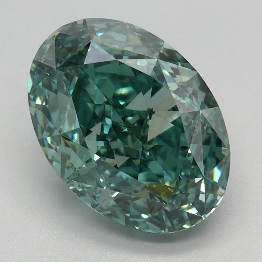 3.07 Ct. Fancy Vivid Green Oval Lab Grown Diamond