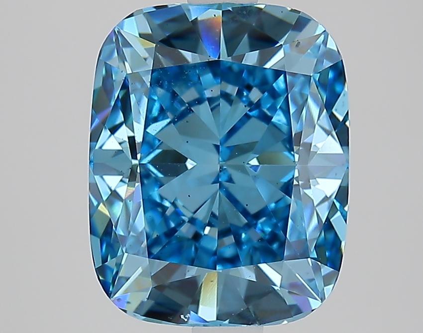 3.71 Ct. Fancy Vivid Blue Cushion Lab Grown Diamond