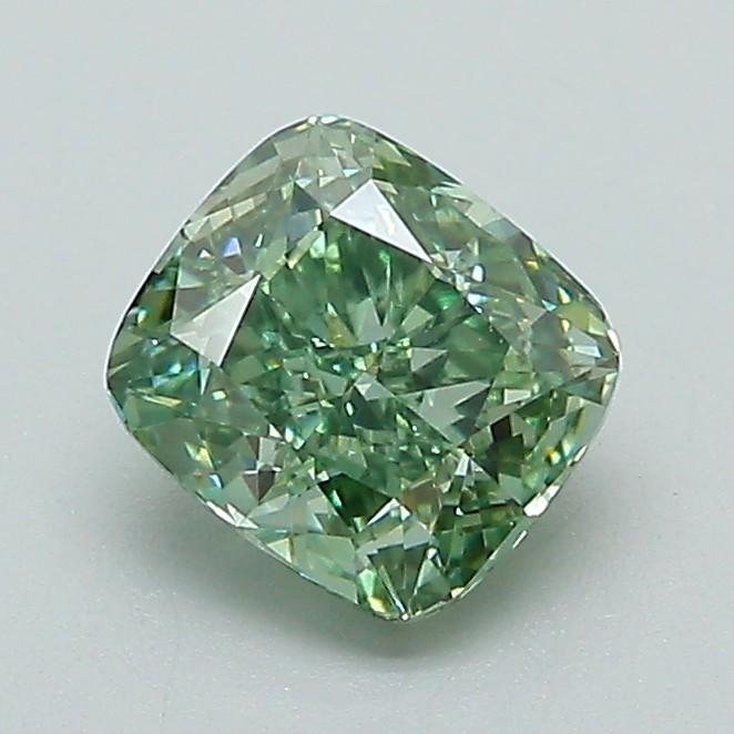 1.00 Ct. Fancy Vivid Green Cushion Lab Grown Diamond