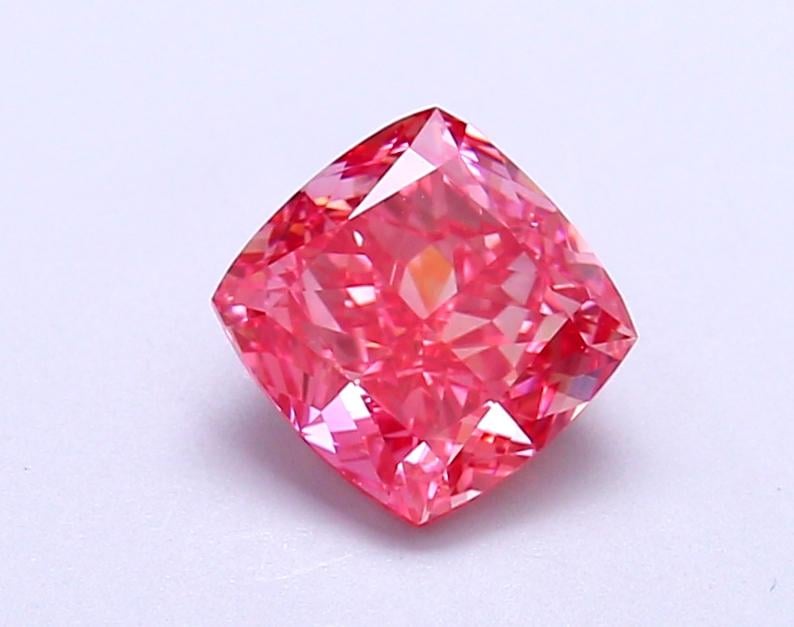 1.23 Ct. Fancy Vivid  Pink Cushion Lab Grown Diamond
