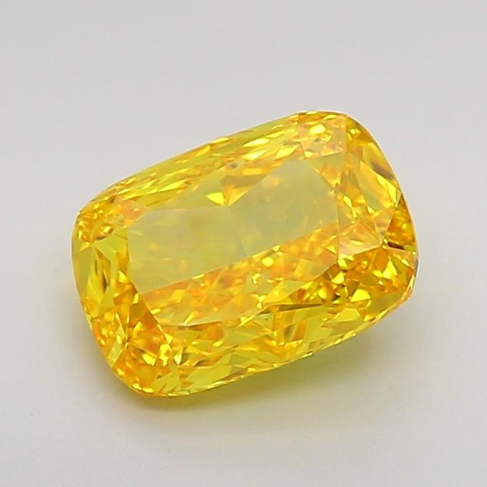 1.59 Ct. Fancy Vivid Yellow Cushion Lab Grown Diamond