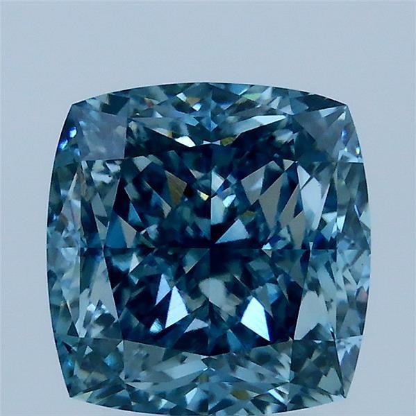 3.29 Ct. Fancy Vivid Blue Cushion Lab Grown Diamond