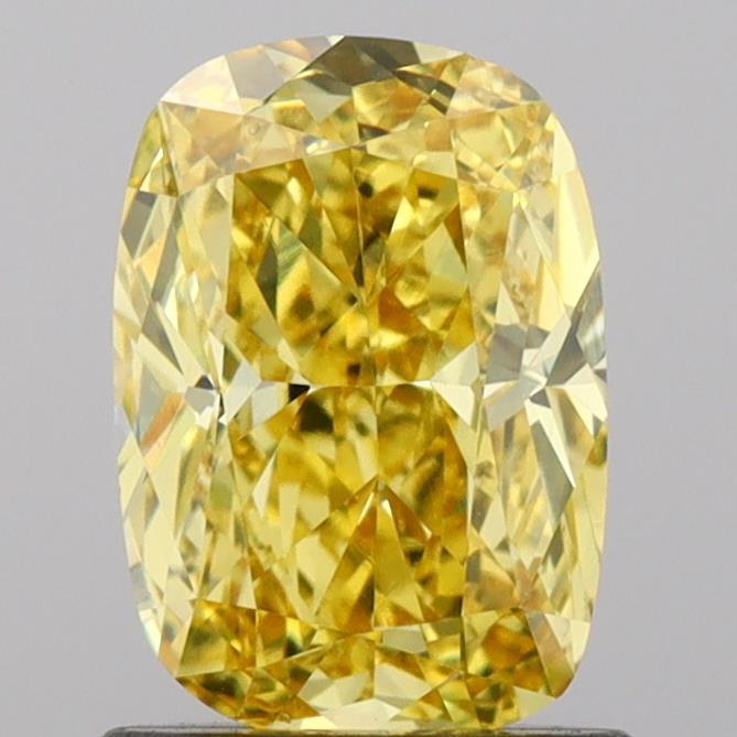 0.97 Ct. Fancy Vivid Yellow Cushion Lab Grown Diamond