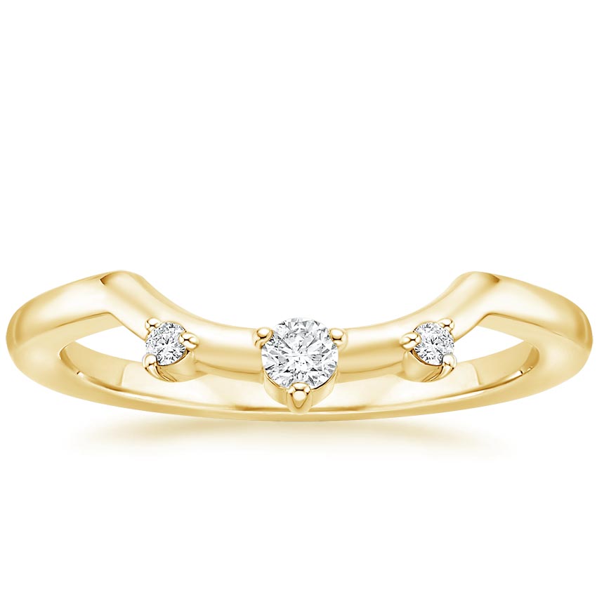 Yellow Gold Spaced Round Diamond Stackable Nesting Ring 