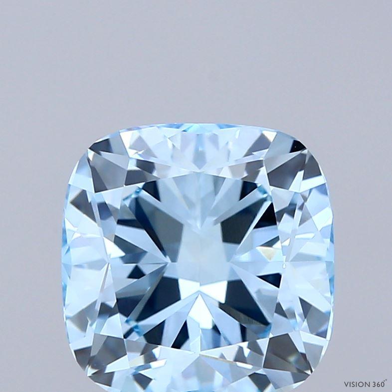 3.21 Ct. Fancy Intense Blue Cushion Lab Grown Diamond
