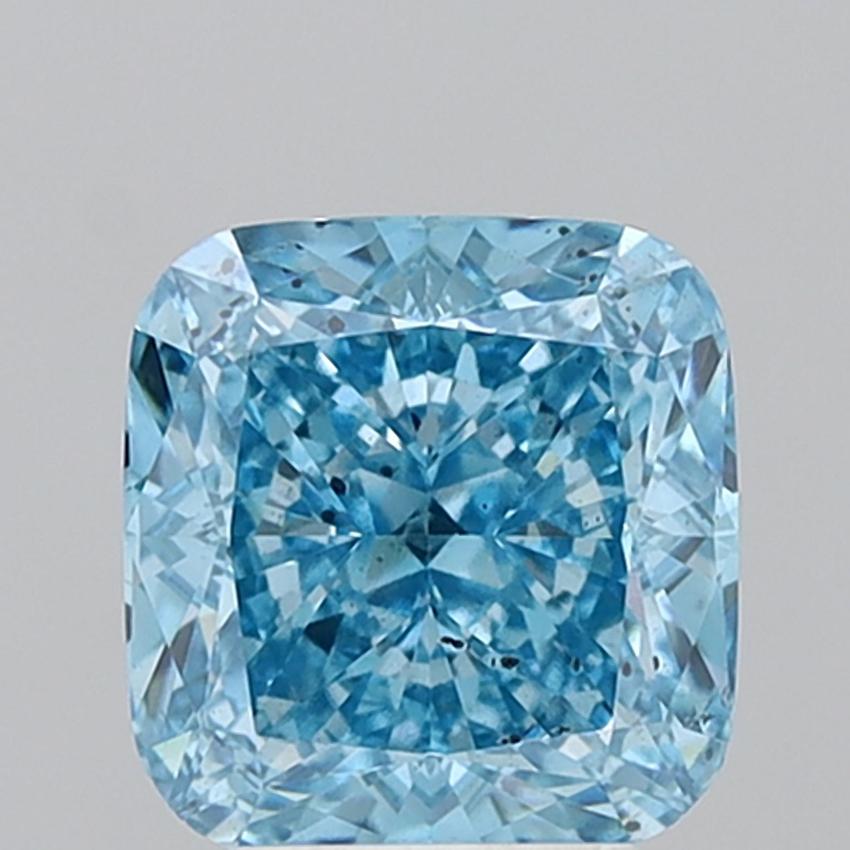 4.01 Ct. Fancy Vivid Blue Cushion Lab Grown Diamond