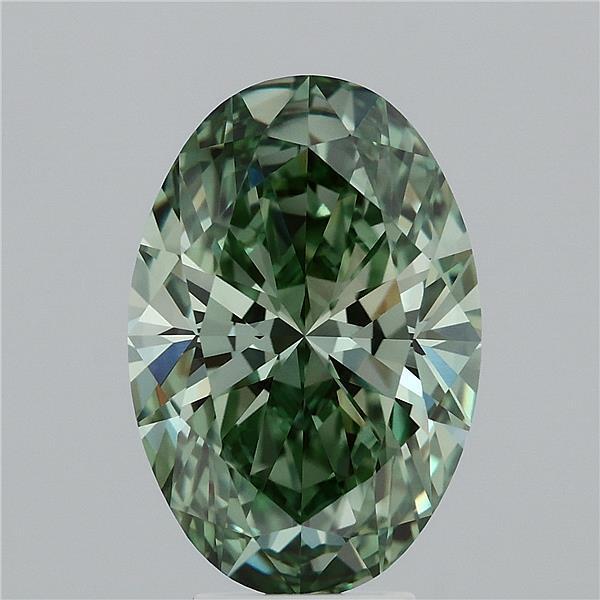 5.09 Ct. Fancy Vivid Green Oval Lab Grown Diamond