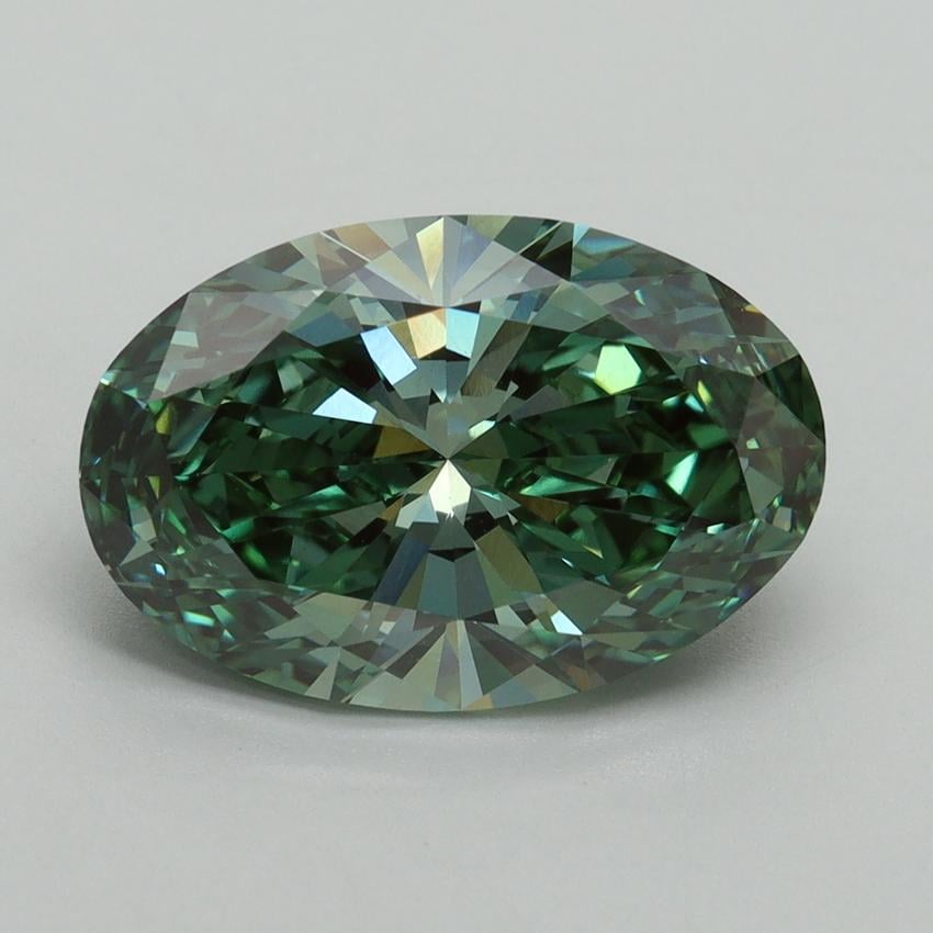 4.10 Ct. Fancy Vivid Pacific Green Oval Lab Grown Diamond