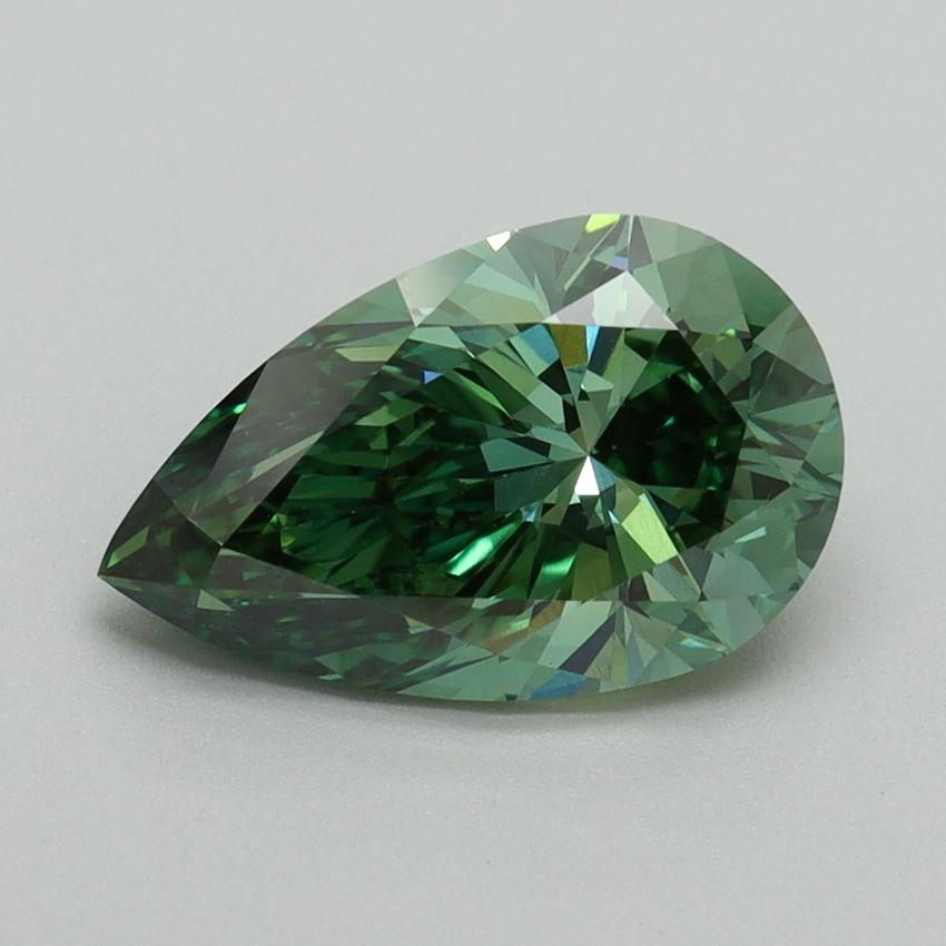 2.17 Ct. Fancy Vivid Green Pear Lab Grown Diamond