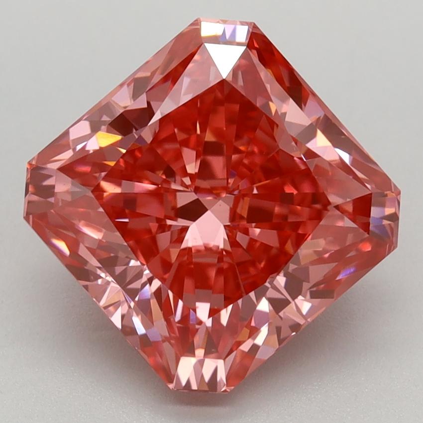 3.21 Ct. Fancy Vivid Pink Radiant Lab Grown Diamond