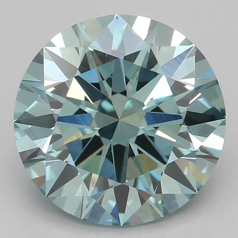 2.04 Ct. Fancy Vivid Bluish Green Round Lab Grown Diamond