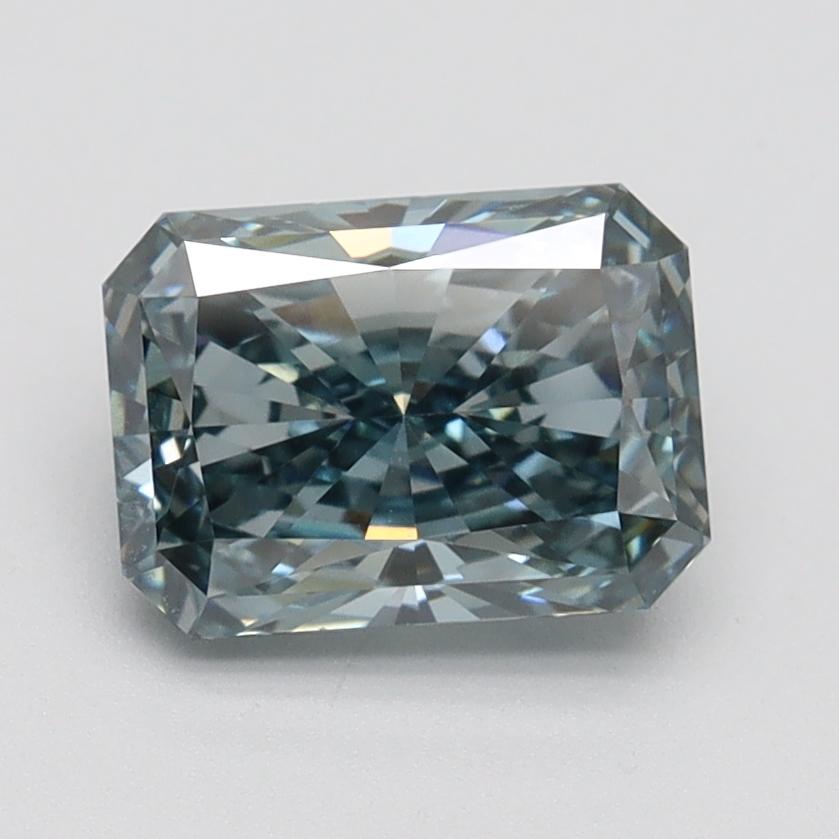 1.64 Ct. Fancy Vivid Greenish Blue Radiant Lab Grown Diamond