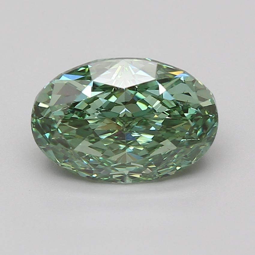 4.08 Ct. Fancy Vivid Green Oval Lab Grown Diamond