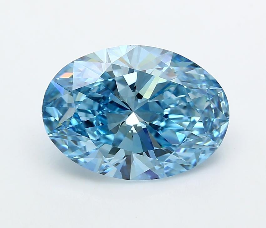 6.08 Ct. Fancy Vivid  Blue Oval Lab Grown Diamond