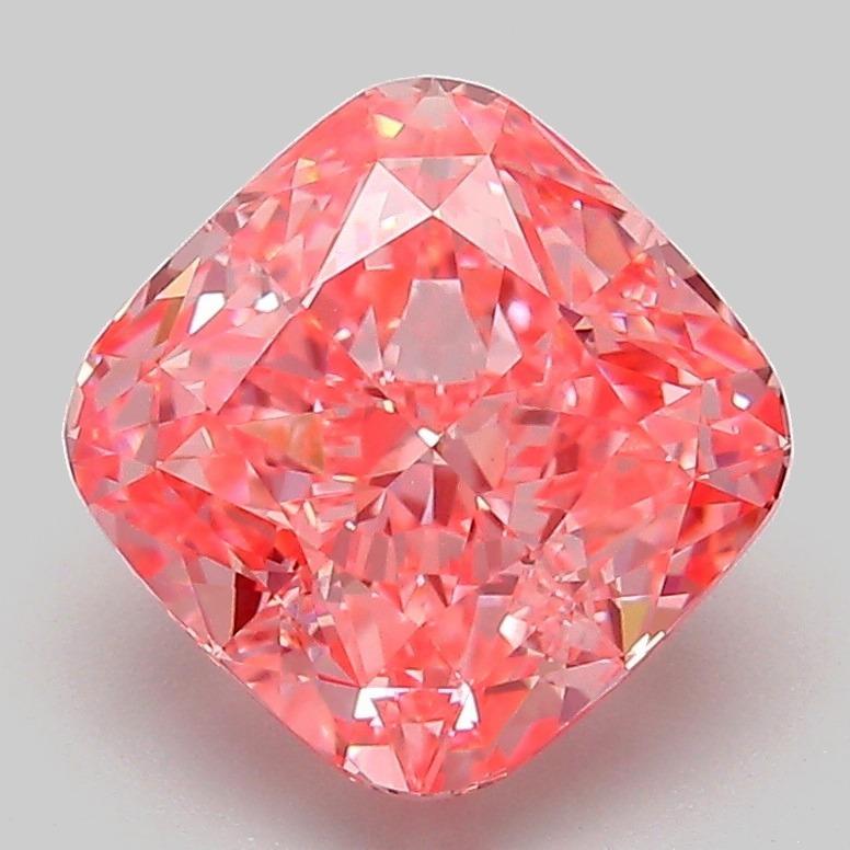 3.09 Ct. Fancy Vivid Pink Cushion Lab Grown Diamond