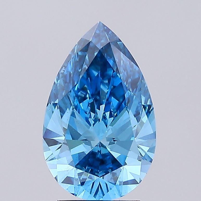 3.02 Ct. Fancy Vivid Blue Pear Lab Grown Diamond