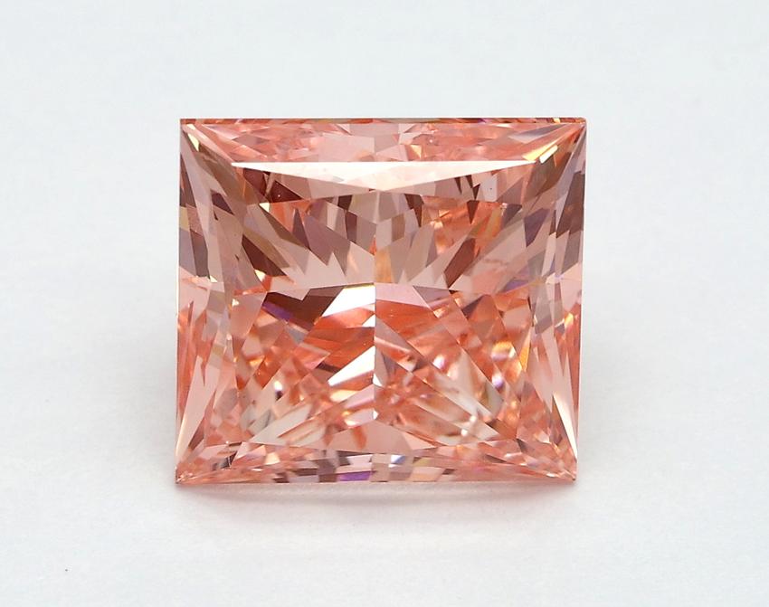 3.14 Ct. Fancy Vivid Pink Princess Lab Grown Diamond