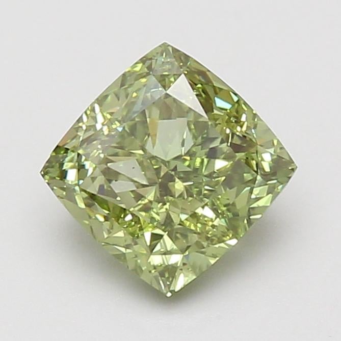 2.01 Ct. Fancy Vivid Green Cushion Lab Grown Diamond
