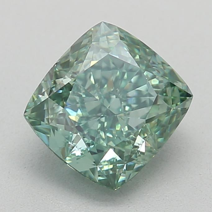 1.09 Ct. Fancy Vivid Green Cushion Lab Grown Diamond