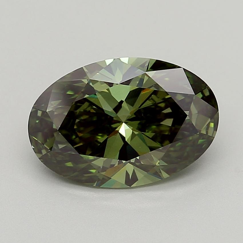 4.16 Ct. Fancy Vivid  Green Oval Lab Grown Diamond