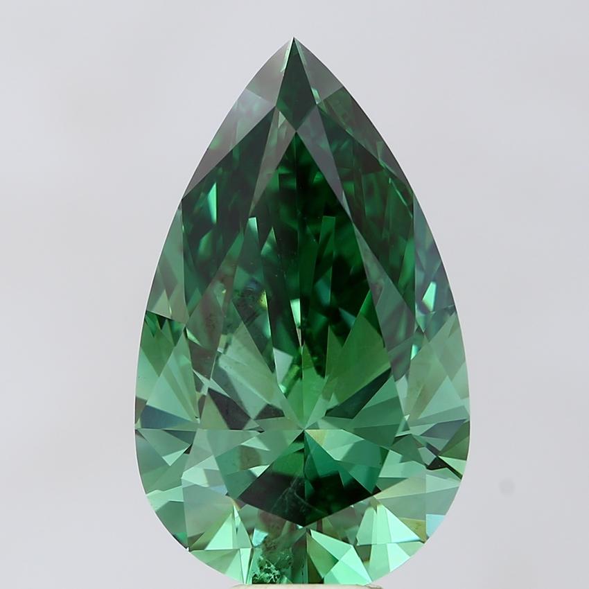 10.08 Ct. Fancy Vivid Green Pear Lab Grown Diamond
