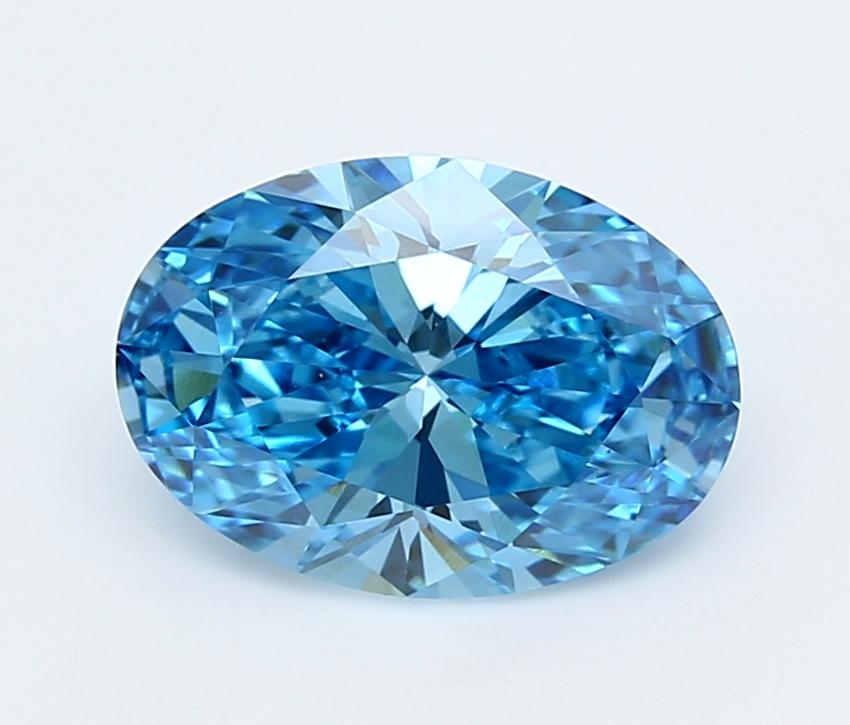 3.07 Ct. Fancy Vivid  Blue Oval Lab Grown Diamond