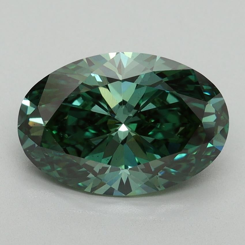 3.16 Ct. Fancy Vivid Pacific Green Oval Lab Grown Diamond