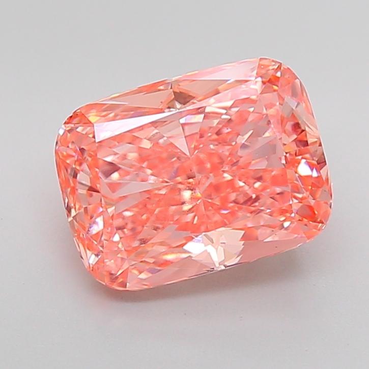 5.01 Ct. Fancy Vivid Orange Pink Cushion Lab Grown Diamond